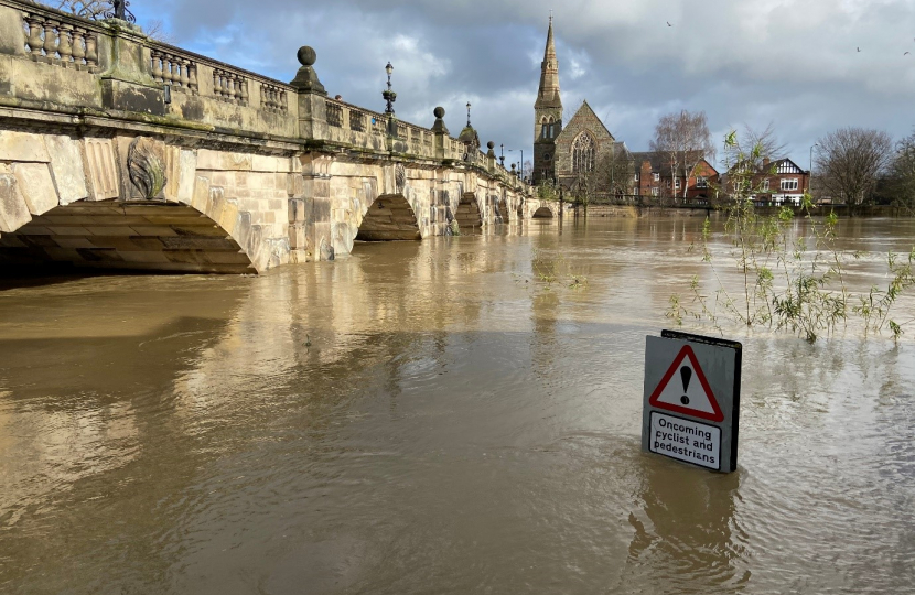 Flooding by English Bridge Shrewsbury