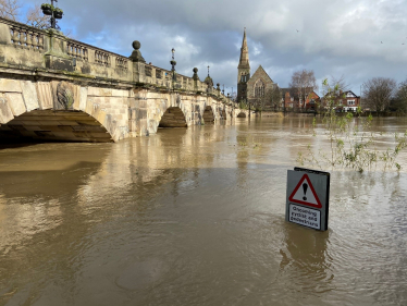 Flooding by English Bridge Shrewsbury